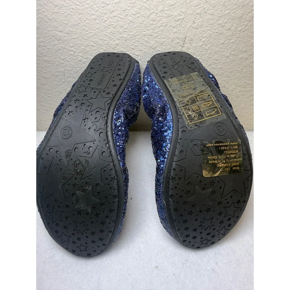 Yosi Samra Blue Glitter Ballet Flats Kids Size 5 Slip On Sparkle Foldable Shoe